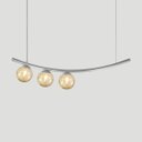 Ver imagem 2 de Lustre Pendente Katana Prata 3 Globos Esfera Vidro Âmbar