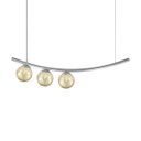 Ver imagem 1 de Lustre Pendente Katana Prata 3 Globos Esfera Vidro Âmbar