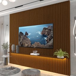 Painel para TV até 90 Polegadas Ripado com LED 230cm 100% MDF Nobre - 9