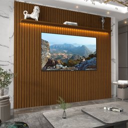 Painel para TV até 90 Polegadas Ripado com LED 230cm 100% MDF Nobre - 7