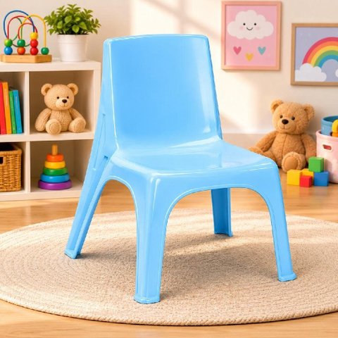 Cadeira Poltrona Infantil Azul Plastico Reforcado Empilhavel Crianca Quarto Escola Brinquedoteca