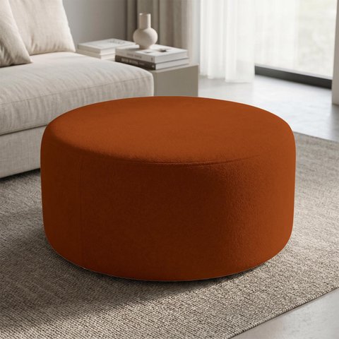Puff Mezza Central Redondo Decorativo para Sala Orgânico Confortável e Reforçado Bouclé