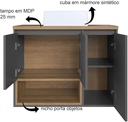 Ver imagem 5 de Gabinete Suspenso para Banheiro Aurora 80cm com Cuba 3 Portas 1 Gaveta Mel/Grafite - Faema Móveis