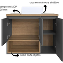 Ver imagem 5 de Conjunto Gabinete Banheiro Suspenso com Cuba Aurora 80cm Mel/Grafite - Faema