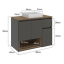 Ver imagem 4 de Gabinete Suspenso para Banheiro Aurora 80cm com Cuba 3 Portas 1 Gaveta Mel/Grafite - Faema Móveis