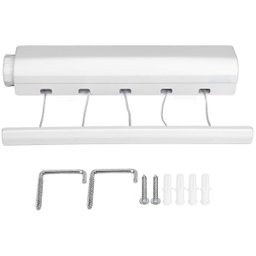 Varal Retratil de Parede 6 Ganchos 5 Cordas Ajustavel Extensivel Secador de Roupa Lavanderia Casa Ap - 12