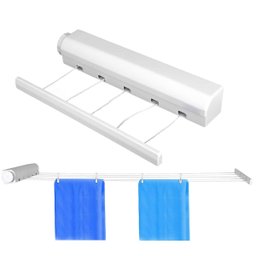 Varal Retratil de Parede 6 Ganchos 5 Cordas Ajustavel Extensivel Secador de Roupa Lavanderia Casa Ap - 10