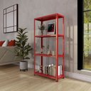 Ver imagem 3 de Estante com Estrutura Metálica com 4 Prateleiras Espresso Móveis Vermelho