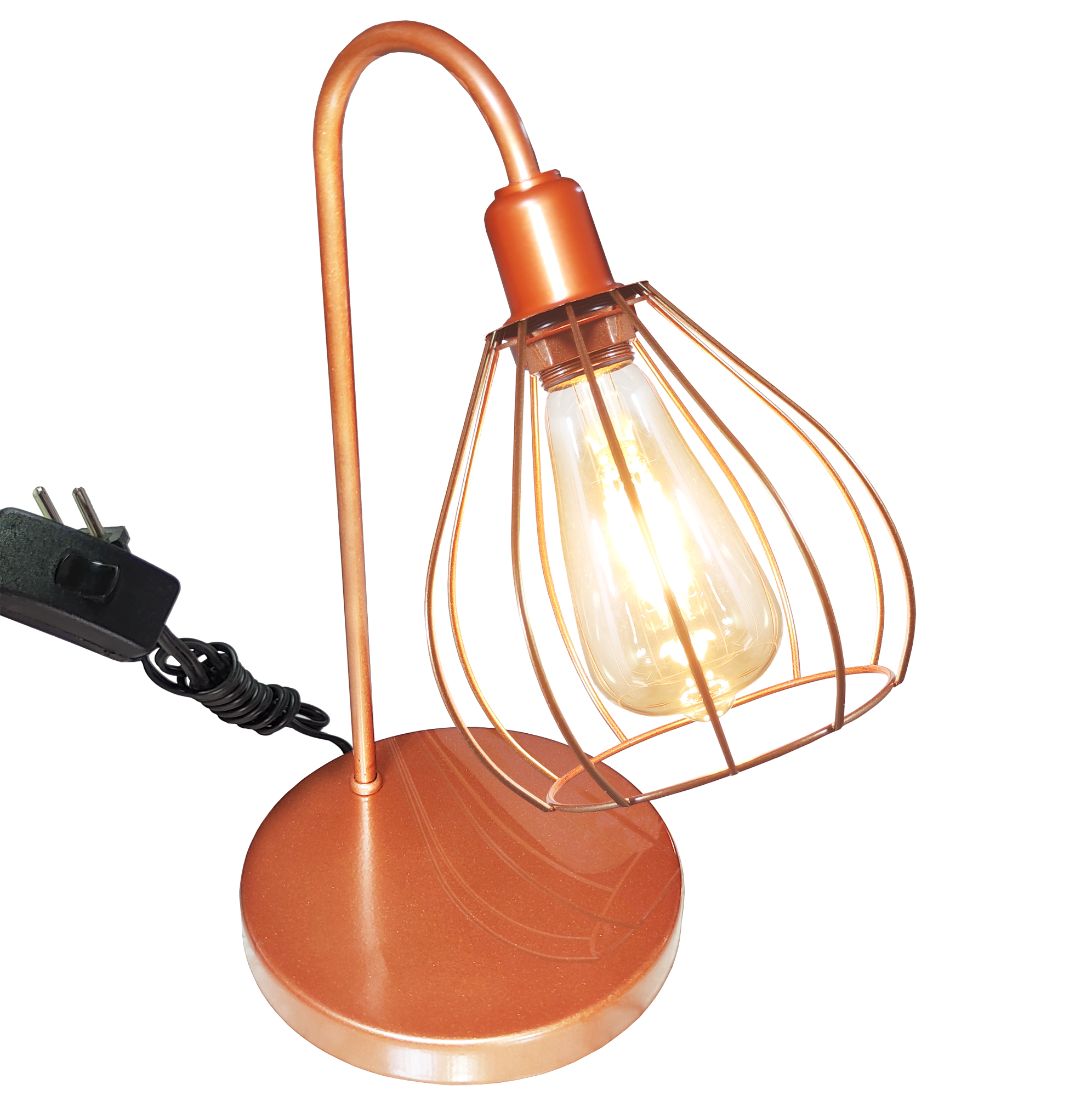 Abajur de Quarto Luminária Industrial Aramado Teardrop Cobre