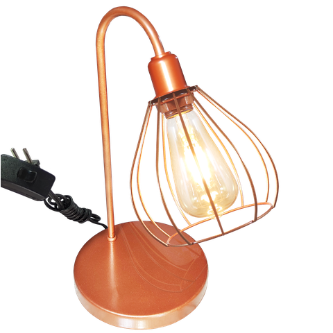 Abajur de Quarto Luminária Industrial Aramado Teardrop Cobre