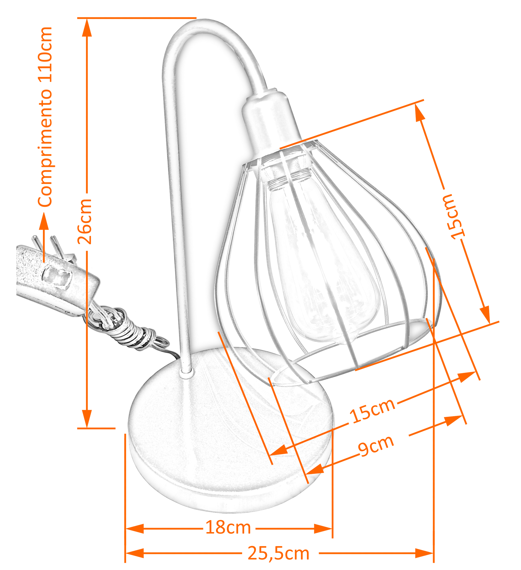 Abajur de Quarto Luminária Industrial Aramado Teardrop Cobre - 2