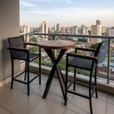 Ver imagem 2 de Kit 2 Banquetas Amélia Tela Sling Mesa Bistrô Alta Diamante Tampo Madeira