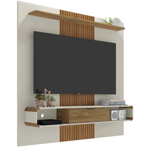 Painel Suspenso Tv 60 Pol 150 Cm Leme Cinamomo Off White Bechara