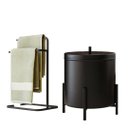 Ver imagem 1 de Kit Porta Toalha Duplo e Lixeira Para Banheiro Level Preto