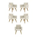 Ver imagem 1 de Kit 05 Cadeiras Poltronas Decorativa - Escritório - Recepção Cor:bege