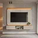 Ver imagem 1 de Painel Tv 75" Home Suspenso Sala 200cm Charlote com Porta Basculante Off White L04 - D'Rossi