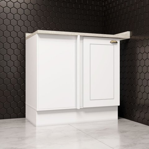 Balcão Canto Reto com Tampo 1 Porta Americana Henn - Branco Hp Fosco/calcare