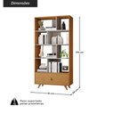 Ver imagem 3 de Estante de Escritório com 1 Gaveta e 8 Nichos Retrô 91cm Multimóveis Crjcm-EST002 Off White/