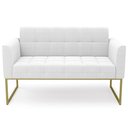Ver imagem 6 de Sofá Namoradeira Base Industrial Dourado Ana Bouclé Off - Ibiza