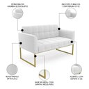Ver imagem 3 de Sofá Namoradeira Base Industrial Dourado Ana Bouclé Off - Ibiza