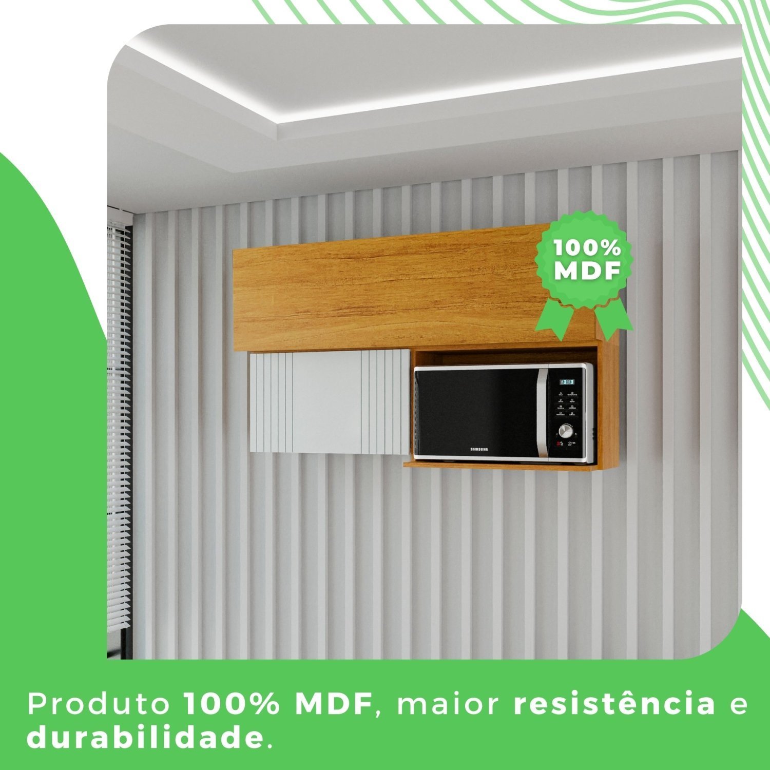Armário Aéreo para Cozinha Porta Microondas 100% Mdf Paloma - 5