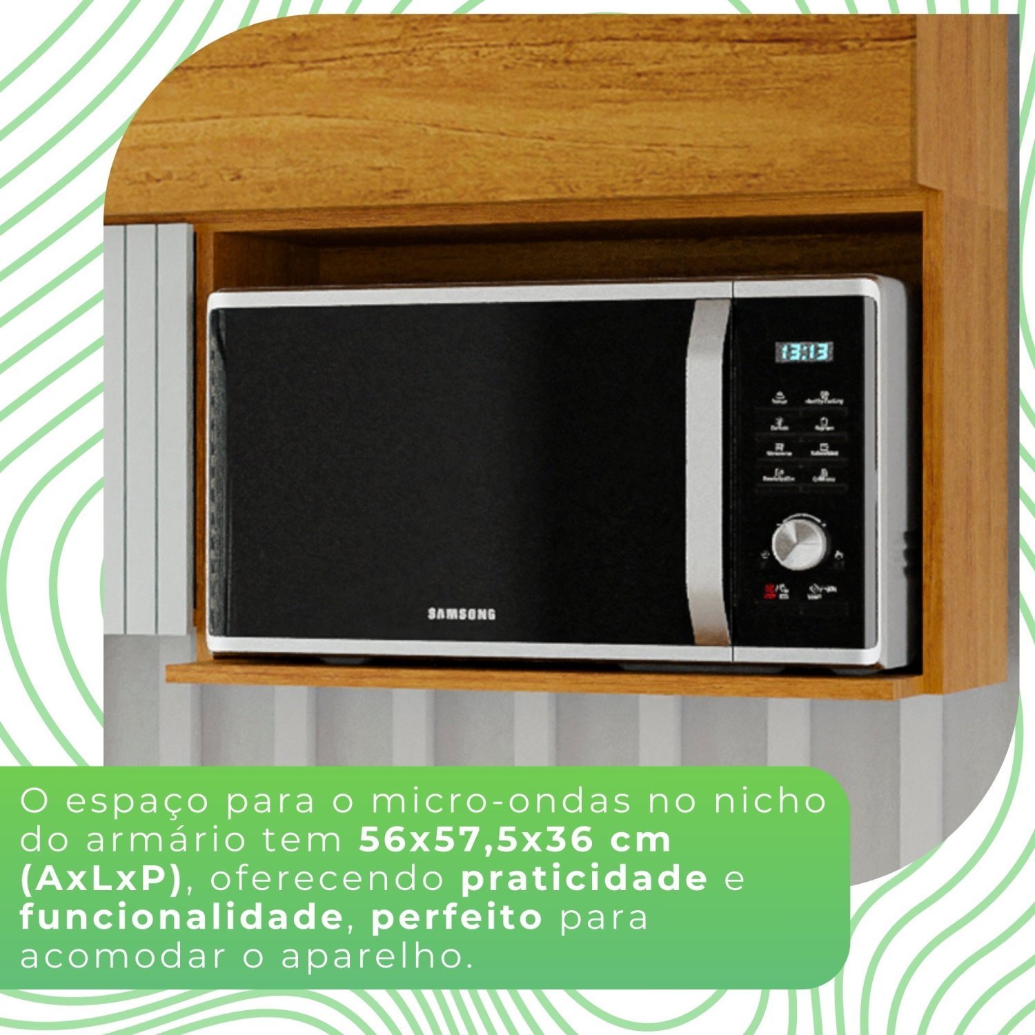 Armário Aéreo para Cozinha Porta Microondas 100% Mdf Paloma - 9