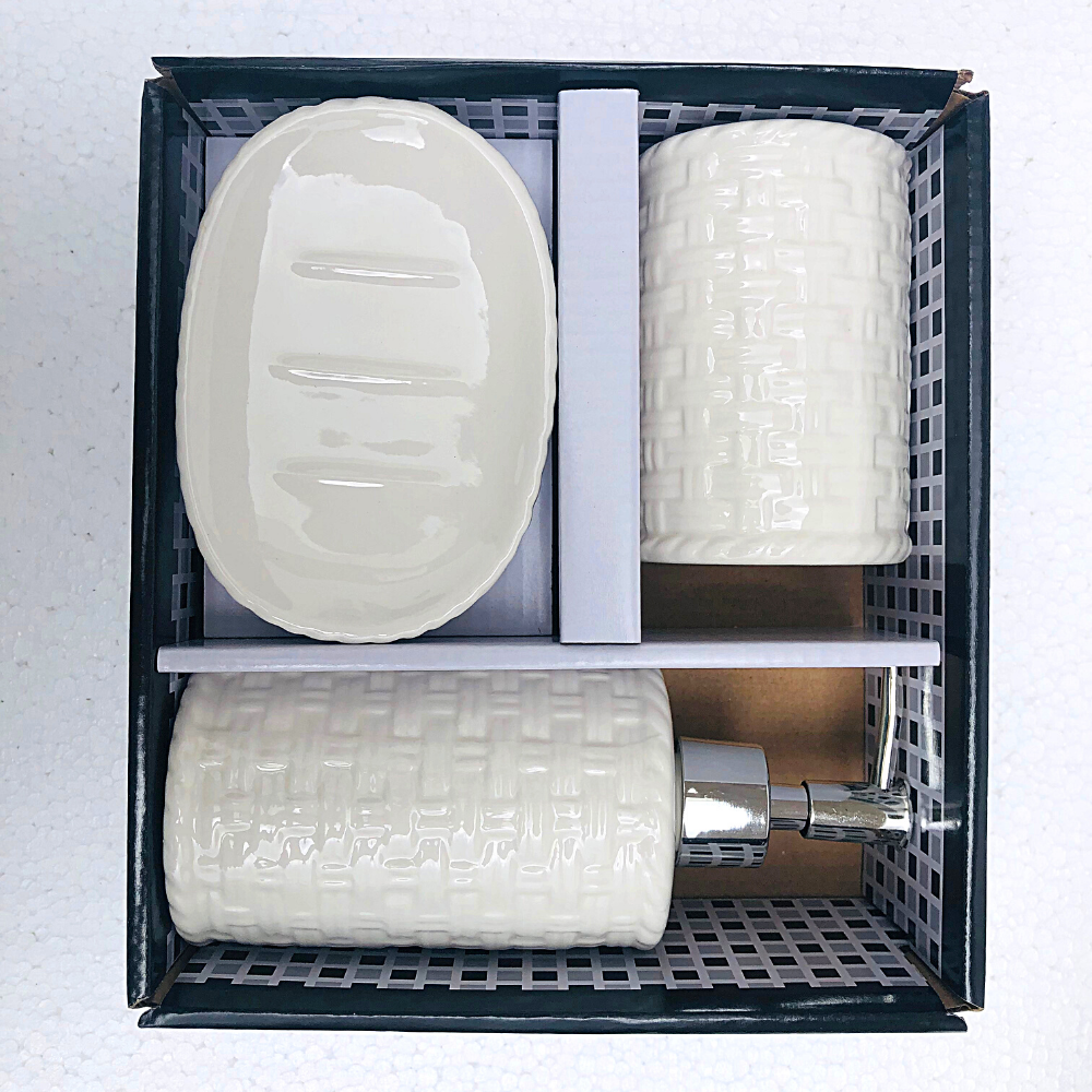 Kit Banheiro lavabo Kit jogo de Banheiro Bancada Linha Luxo Cor:Branca - 5