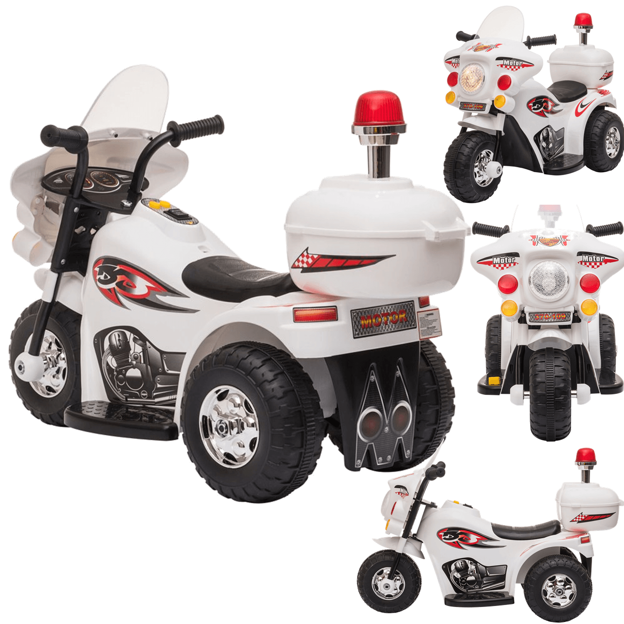 Moto Eletrica Infantil Shiny Toys Motorcycle Policia 6v Branco - 2