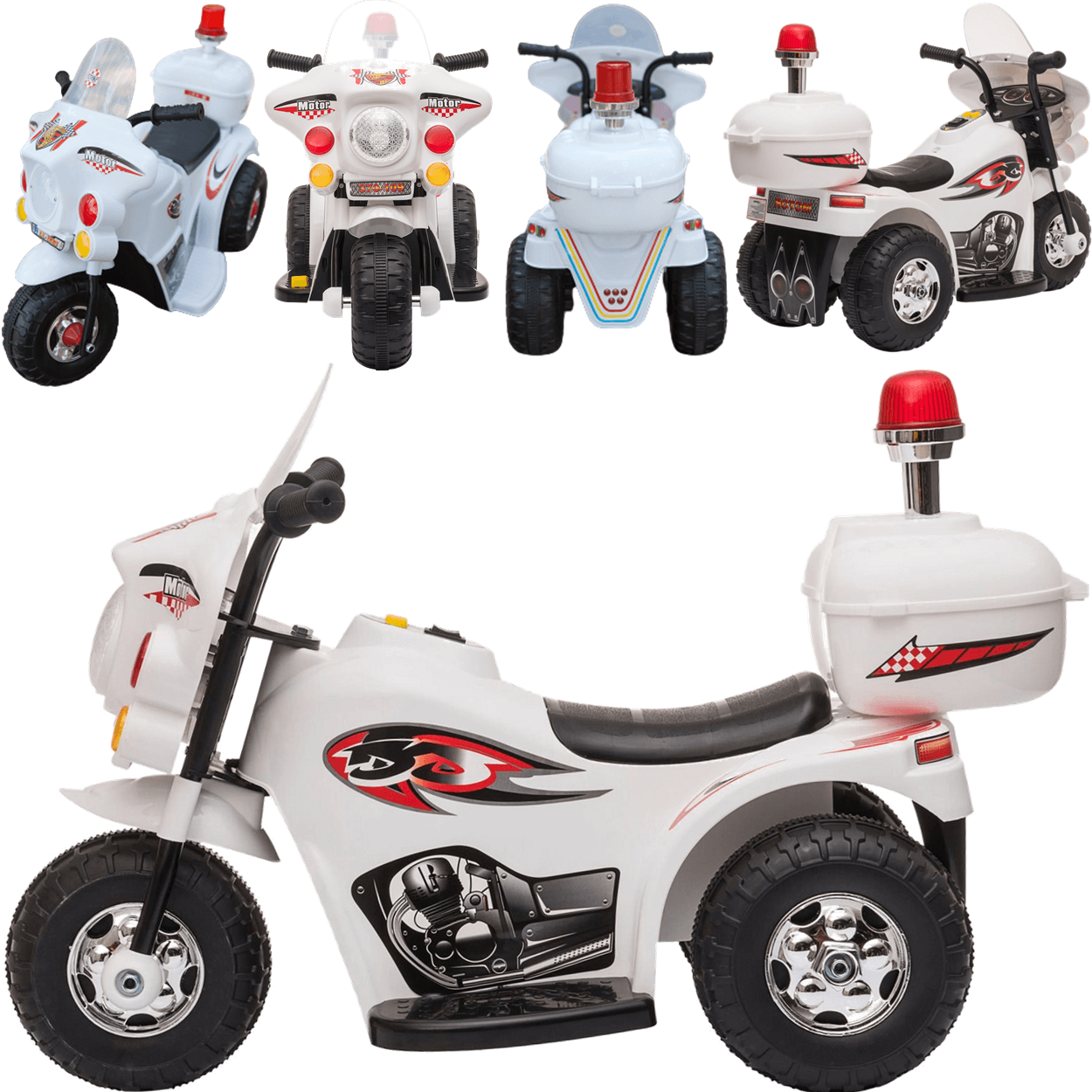 Moto Eletrica Infantil Shiny Toys Motorcycle Policia 6v Branco - 3