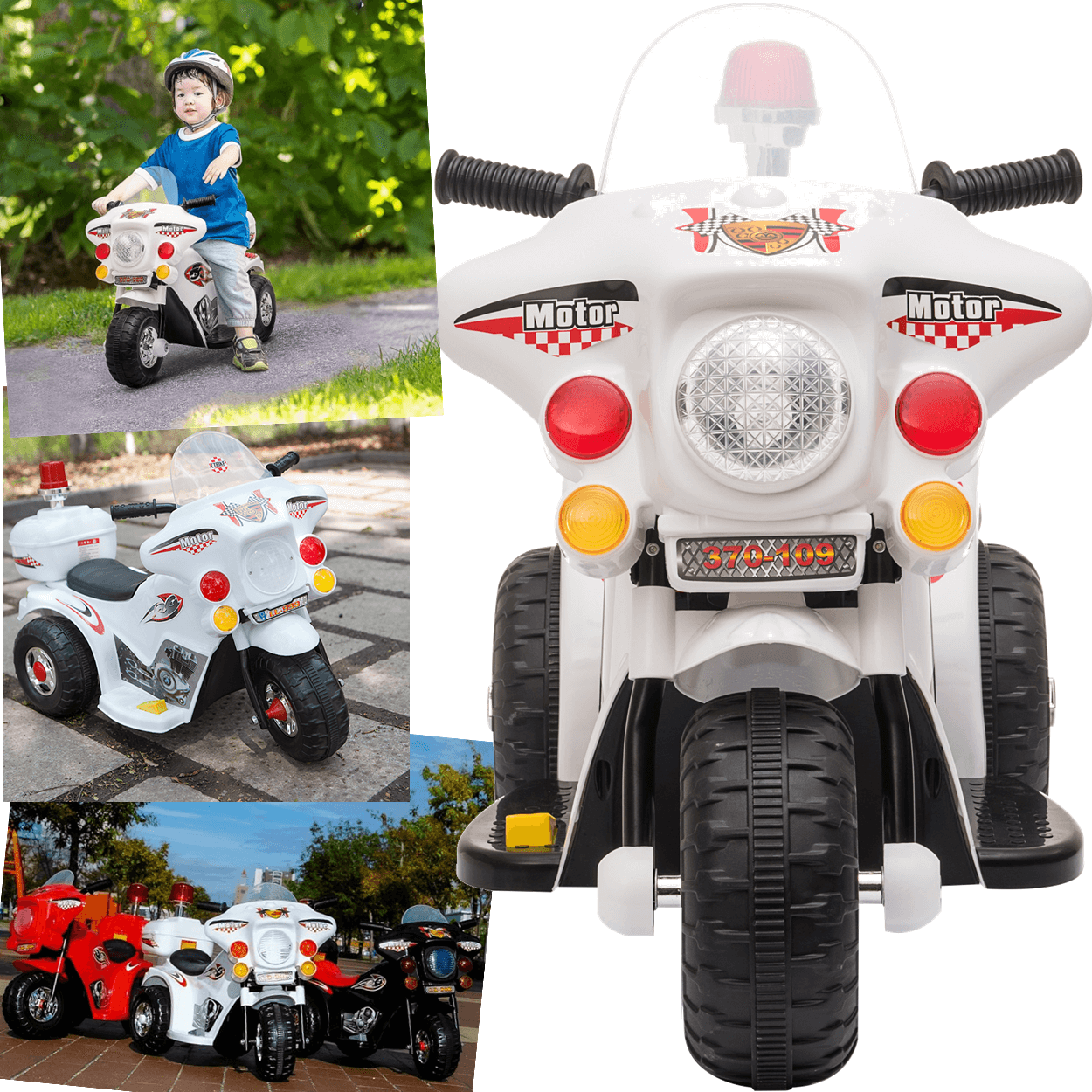 Moto Eletrica Infantil Shiny Toys Motorcycle Policia 6v Branco - 4