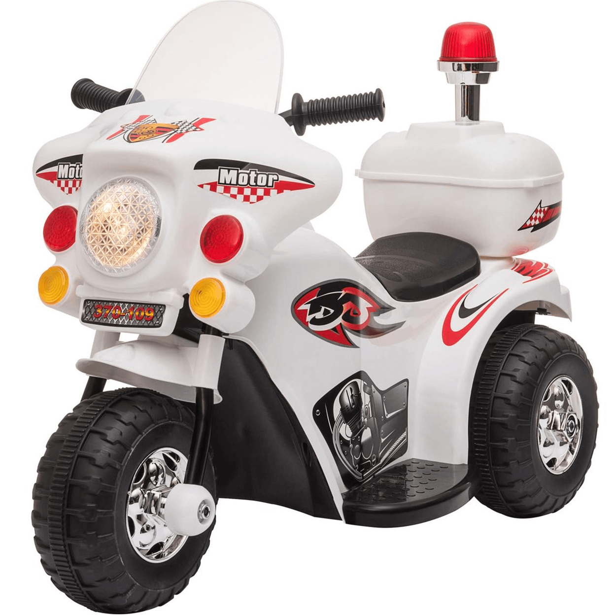 Moto Eletrica Infantil Shiny Toys Motorcycle Policia 6v Branco