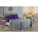 Ver imagem 4 de Jogo de Cama Casal Viúva Nobre 4 Peças Malha 100% Algodão - Cinza / Roxo