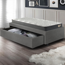 Ver imagem 6 de Base Box Cama Solteiro Sapateira Courino Linho Cinza e Colchão Adapto Ecoflex 88x188