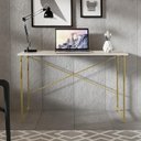 Ver imagem 1 de Escrivaninha Steel 90 cm Estilo Industrial com Pés em Aço Dourado/Off White