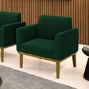Ver imagem 2 de Poltrona para Sala Base Madeira Castanho Marisa Bouclê Verde D03 - D’Rossi