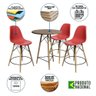 Conjunto Mesa Bistrô Eames Eiffel Amêndoa Com 3 Banquetas Vermelhas De Madeira - Cor: Marrom - 6