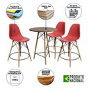 Ver imagem 6 de Conjunto Mesa Bistrô Eames Eiffel Amêndoa Com 3 Banquetas Vermelhas De Madeira - Cor: Marrom