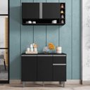 Ver imagem 1 de Balcão Gabinete de Cozinha e Armário Aéreo Vanessa Preto Fosco - Desk Design