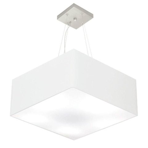 Lustre Pendente Quadrado Md-4065 Cúpula em Tecido 30/70x70cm Branco - Bivolt
