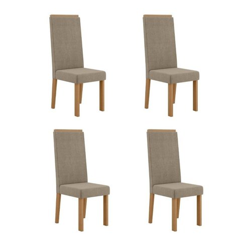 Conjunto 4 Cadeiras para Sala de Jantar Nice Espaldar Marrom/Mel/Caramelo