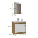 Ver imagem 3 de Armário Conjunto de Banheiro com Gabinete, Cuba e Espelheira 1 Portas Cairo 50 cm Marrom/Lâmina Mel/Branco