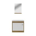 Ver imagem 5 de Armário Conjunto de Banheiro com Gabinete, Cuba e Espelheira 1 Portas Cairo 50 cm Marrom/Lâmina Mel/Branco