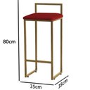 Ver imagem 3 de Kit 3 Banquetas Altas Estofadas Suede Pietra Base Dourada:vermelho