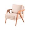 Poltrona Decorativa Braço de Madeira Linho Mona - 2