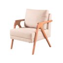 Ver imagem 2 de Poltrona Decorativa Braço de Madeira Linho Mona