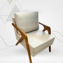 Ver imagem 1 de Poltrona Decorativa Braço de Madeira Linho Mona Bege