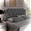 Ver imagem 3 de Cabeceira Kelly Dobrável Box Cama Casal 140cm Suede - Cinza
