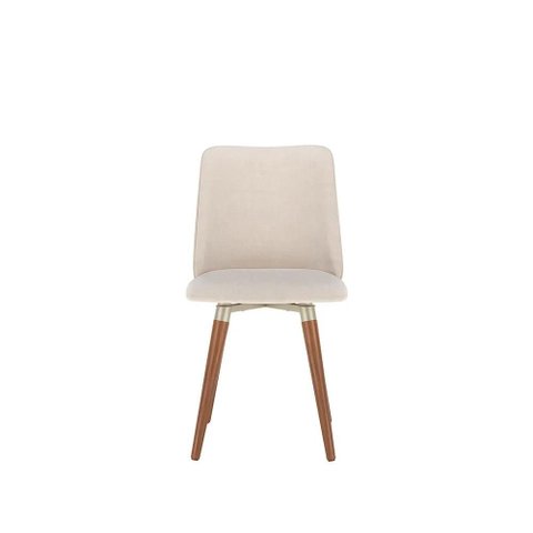 Conjunto de 2 Cadeiras Giratória de Madeira Maciça Estofada Dakota - Natural C/ Linho Off White -