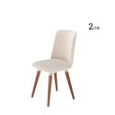 Ver imagem 5 de Conjunto de 2 Cadeiras Giratória de Madeira Maciça Estofada Dakota - Natural C/ Linho Off White -