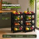 Ver imagem 2 de Kit 2 Estantes Organizdora 4 Niveis Preta Fruteira Organizador Multiuso Legumes Objetos Cozinha Pret